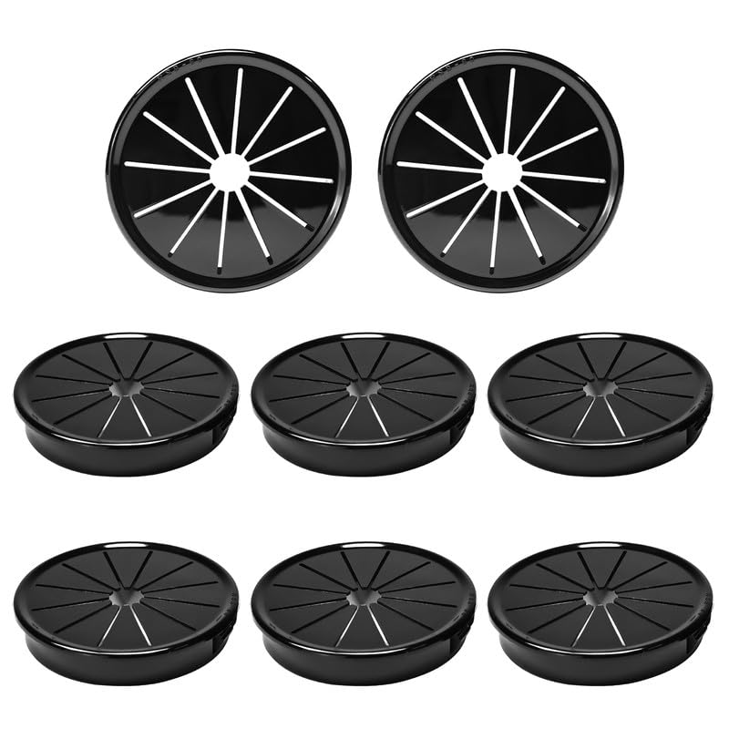 EASYEAH Store 8PCS Cable Grommets, 2-3/8"(60mm) Desk Hole Cover Petal Shaped Buckle Type Nylon Snap Bushing Grommet, Wire Hole Cover Insert for Cables and Cords Management and Protection of Cabinet, Black - Image 1